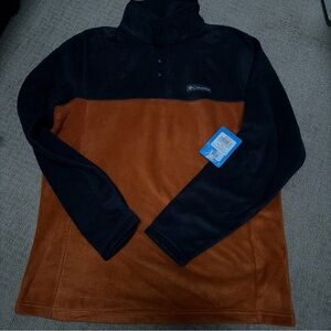Columbia Men's Black Orange medium Steens mountain half snap fleece NWT NEW